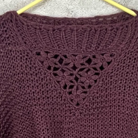 Easel Whimsigoth Burgundy Knit Sweater Floral Accent Boatneck Large - Picture 10 of 12